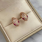 Purple Plated 14K Rose Crystal Ruby Earrings Women Unisex Novelty Jewelry