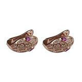 Purple Plated 14K Rose Crystal Ruby Earrings Women Unisex Novelty Jewelry