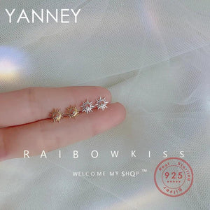 925 Sterling Silver Sun Stud Earrings Women Party Gift