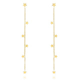 925 Silver Long Chain Earrings Star Tassel Dangle Ear Stud
