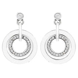 925 Silver Love Heart Crystal Double Hoop Earrings