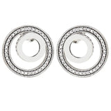 925 Silver Love Heart Crystal Double Hoop Earrings