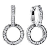 925 Silver Love Heart Crystal Double Hoop Earrings
