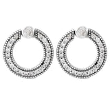 925 Silver Love Heart Crystal Double Hoop Earrings