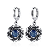 925 Silver Kyanite Hoop Earrings Moonstone Drop Earrings
