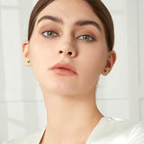 925 Silver Mini Crystal Leaf Stud Earrings Green Zircon Tiny Girls Jewelry