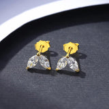 925 Silver Mini Crystal Leaf Stud Earrings Green Zircon Tiny Girls Jewelry