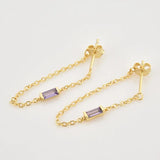 925 Silver Zircon CZ Chain Stud Earing Women Jewelry