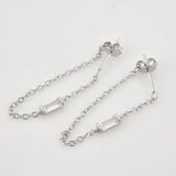 925 Silver Zircon CZ Chain Stud Earing Women Jewelry