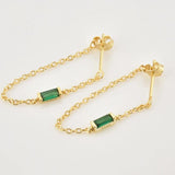 925 Silver Zircon CZ Chain Stud Earing Women Jewelry