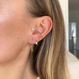 925 Silver Zircon CZ Chain Stud Earing Women Jewelry