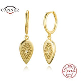 925 Silver Hoop Earrings Zircon Round Huggie Piercing Earings