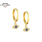 925 Silver Hoop Earrings Zircon Round Huggie Piercing Earings