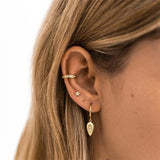 925 Silver Hoop Earrings Zircon Round Huggie Piercing Earings