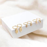 925 Silver Hoop Earrings Zircon Round Huggie Piercing Earings