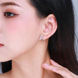 925 Silver Geometric Pearl Earrings Classic Wedding Jewelry