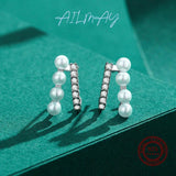 925 Silver Geometric Pearl Earrings Classic Wedding Jewelry