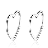 925 Sterling Silver Earrings Two Colors Love Heart Hoop Earrings For Women