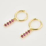 Sterling Silver Zircon Rainbow 12 Drop Earrings Wedding Jewelry