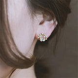 925 Silver Plating 14k Crystal Wreath Stud Earrings