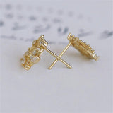 925 Silver Plating 14k Crystal Wreath Stud Earrings