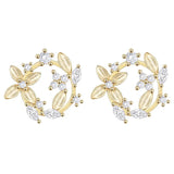 925 Silver Plating 14k Crystal Wreath Stud Earrings