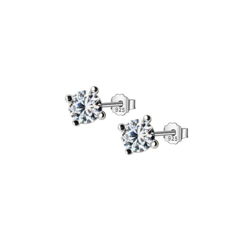 TrustDavis Silver CZ 3mm Stud Earrings For Women Girls Kids Silver Jewelry