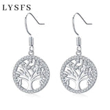 925 Silver Life Tree Drop Earrings Nature Lucky Jewelry