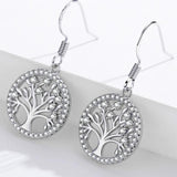 925 Silver Life Tree Drop Earrings Nature Lucky Jewelry