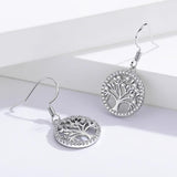 925 Silver Life Tree Drop Earrings Nature Lucky Jewelry