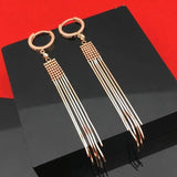 14k Rose Gold Plated Purple Chain Fringe Bead Drop Earrings