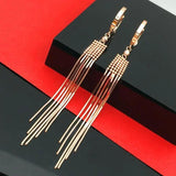 14k Rose Gold Plated Purple Chain Fringe Bead Drop Earrings