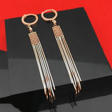 14k Rose Gold Plated Purple Chain Fringe Bead Drop Earrings