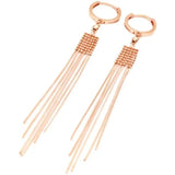 14k Rose Gold Plated Purple Chain Fringe Bead Drop Earrings