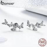 925 Silver Dancing Butterfly Stud Earrings, Party Jewelry for Women