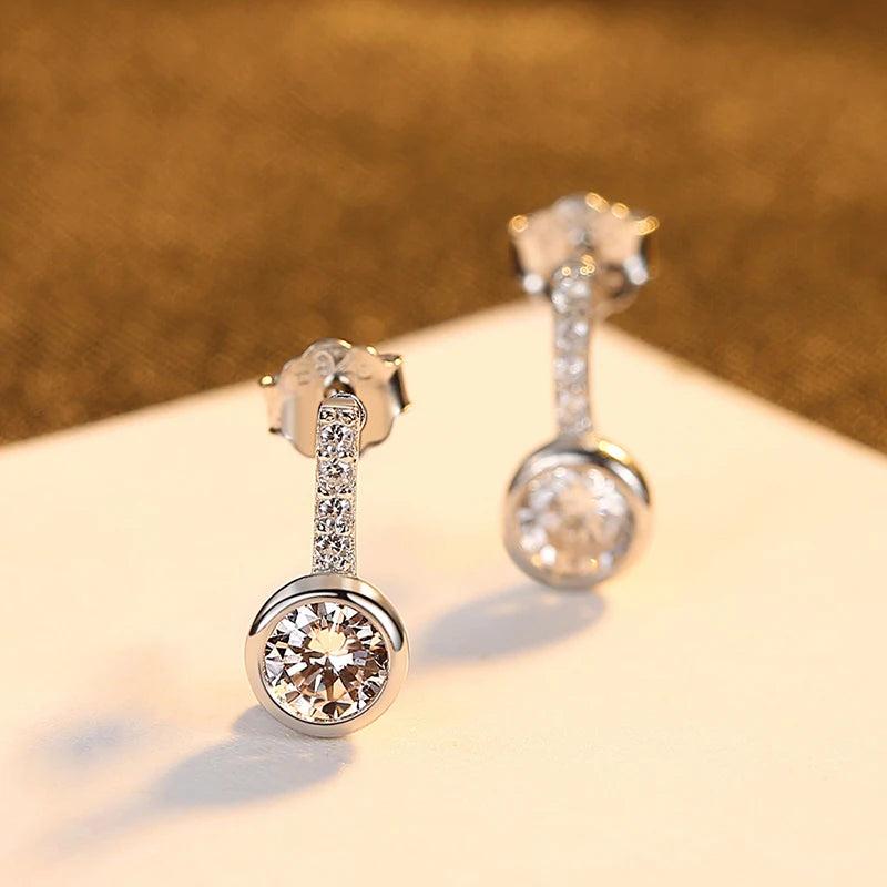 925 Silver Stud Earrings Women Wedding CZ Brincos Bijoux Christmas