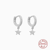 925 Silver Star Pendant Earrings for Women