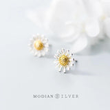 Sterling Silver Daisy Flower Stud Earrings for Women