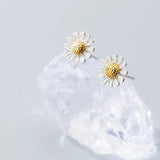 Sterling Silver Daisy Flower Stud Earrings for Women