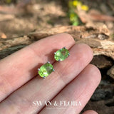 Natural Peridot 925 Sterling Silver Stud Earrings For Women Jewelry Gift