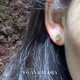 Natural Peridot 925 Sterling Silver Stud Earrings For Women Jewelry Gift