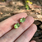 Natural Peridot 925 Sterling Silver Stud Earrings For Women Jewelry Gift