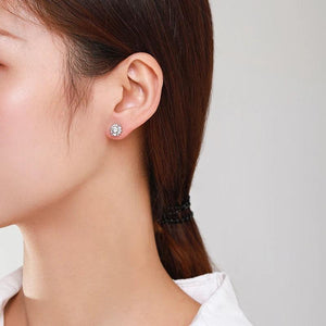 925 Silver Sunflower Stud Earrings Wedding Jewelry