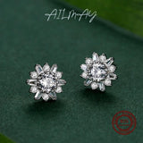 925 Silver Sunflower Stud Earrings Wedding Jewelry