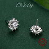 925 Silver Sunflower Stud Earrings Wedding Jewelry