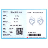 925 Silver CZ Two Hearts Stud Earrings Women Statement Jewelry Gift