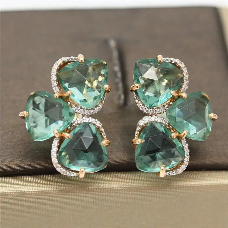 14K Purple Plated Emerald Foliage Earrings for Women