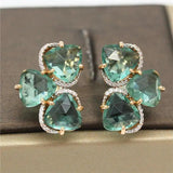 14K Purple Plated Emerald Foliage Earrings for Women