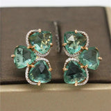 14K Purple Plated Emerald Foliage Earrings for Women
