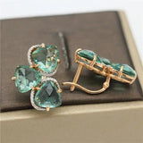 14K Purple Plated Emerald Foliage Earrings for Women